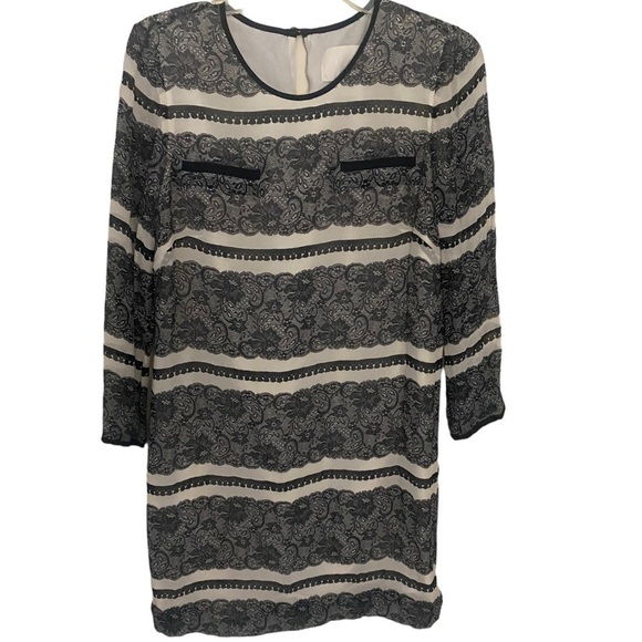 J. Crew‎ Collection Jukes Dress Trompe L’oeil Black Lace Silk Size 4 EUC - Picture 3 of 7